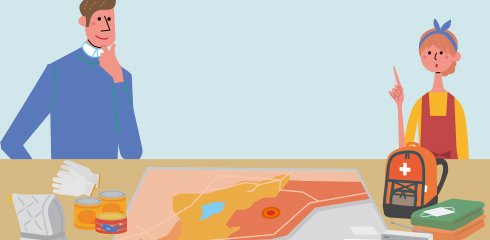 災害時に危険地域を通らない避難・帰宅できるように防災マップを作成したい。
